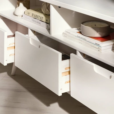 Cara Mid-Century Modern 3 Drawer Corner TV Stand For TVs Up To 58" - Saracina Home 11 Cara Mid-Century Modern 3 Drawer Corner TV Stand For TVs Up To 58" - Saracina Home - Image 11