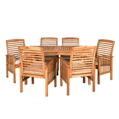 Ravenscroft 7pc Acacia Wood Patio Dining Set - Saracina Home 9 Ravenscroft 7pc Acacia Wood Patio Dining Set - Saracina Home - Image 9