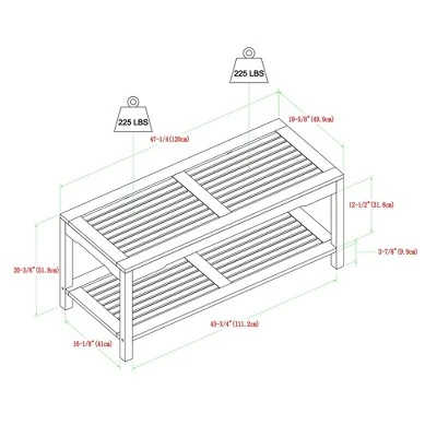 Ravenscroft Modern Boho Acacia Wood Slatted Outdoor Coffee Table With Lower Shelf - Saracina Home 5 Ravenscroft Modern Boho Acacia Wood Slatted Outdoor Coffee Table With Lower Shelf - Saracina Home - Image 5