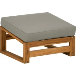 Galia 2pc Square Leg Acacia Wood Chair And Ottoman With Cushions - Brown - Saracina Home -Saracina Home Sales Store GUEST 5c6ac659 1ca2 40a2 b2a8 c48f709d346f