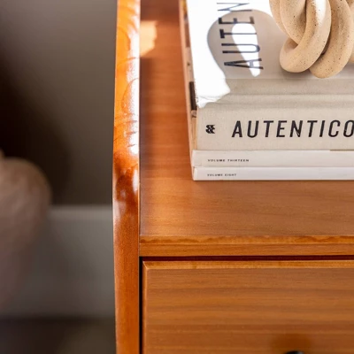 Katie Transitional Tray Top 1 Drawer Solid Wood Nightstand Caramel - Saracina Home 16 Katie Transitional Tray Top 1 Drawer Solid Wood Nightstand Caramel - Saracina Home - Image 16