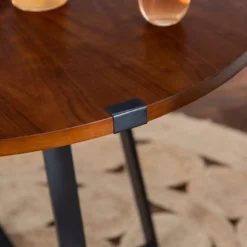 40" Urban Industrial Round Dining Table With Faux Wrap Leg Dark Walnut - Saracina Home -Saracina Home Sales Store GUEST 65b752a1 a470 4c70 a554 7b7a706fed25