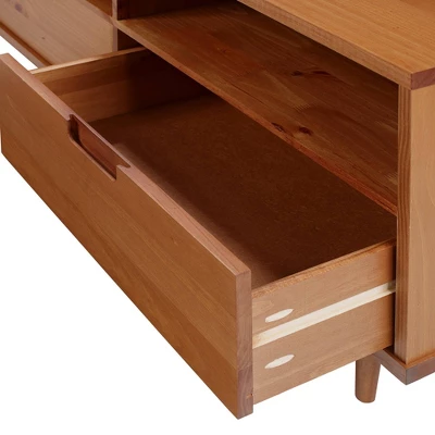 Cara 3 Drawer Mid-Century Modern 3 Drawer TV Stand For TVs Up To 80" - Saracina Home 3 Cara 3 Drawer Mid-Century Modern 3 Drawer TV Stand For TVs Up To 80" - Saracina Home - Image 3