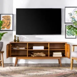 Solid Wood Mid-Century Modern TV Stand For TVs Up To 65" - Saracina Home -Saracina Home Sales Store GUEST 686002c1 8c90 4149 bce4 d40fc12f1038
