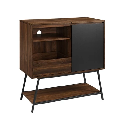 Emmeline Mid-Century Modern Vinyl Record Player Cabinet Black/Dark Walnut - Saracina Home 1 Emmeline Mid-Century Modern Vinyl Record Player Cabinet Black/Dark Walnut - Saracina Home