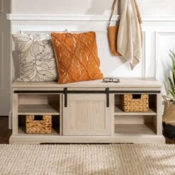 48" Transitional Sliding Door Wood And Metal Bench - Saracina Home -Saracina Home Sales Store GUEST 6b3eeb54 73f2 4ea2 a4a5 f12f3d44198f