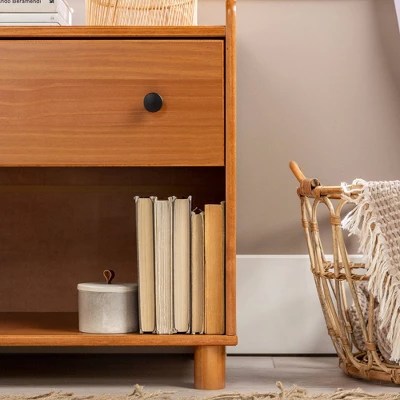 Katie Transitional Tray Top 1 Drawer Solid Wood Nightstand Caramel - Saracina Home 13 Katie Transitional Tray Top 1 Drawer Solid Wood Nightstand Caramel - Saracina Home - Image 13