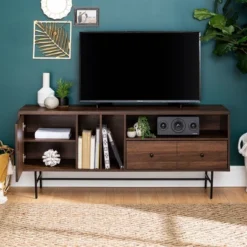 Modern Vinyl Record Player Storage TV Stand For TVs Up To 65" Dark Walnut - Saracina Home 19 Modern Vinyl Record Player Storage TV Stand For TVs Up To 65" Dark Walnut - Saracina Home -Saracina Home Sales Store GUEST 6c93749b 723f 48d5 b9a2 78d4a4813679