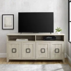 4 Door Modern Media Center TV Stand For TVs Up To 65" Birch - Saracina Home