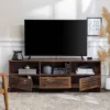 Visconti Boho Slat Door Storage Console TV Stand For TVs Up To 80" - Saracina Home