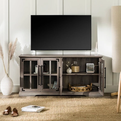 Avalene Modern Farmhouse 4 Door Glass Window Pane TV Stand For TVs Up To 65" - Saracina Home 20 Avalene Modern Farmhouse 4 Door Glass Window Pane TV Stand For TVs Up To 65" - Saracina Home - Image 20