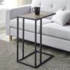 23" Modern Rectangle Two-Tone C Side Table With Metal Base - Saracina Home