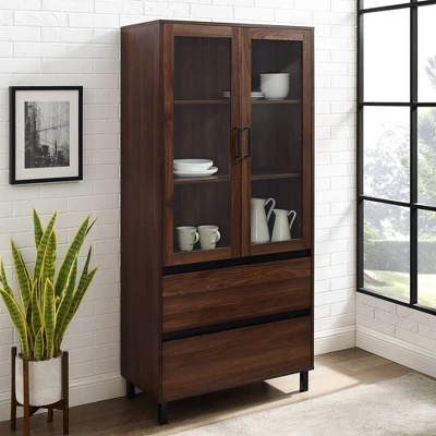 68" Glass Door Storage Hutch With Drawers - Saracina Home 3 68" Glass Door Storage Hutch With Drawers - Saracina Home - Image 3