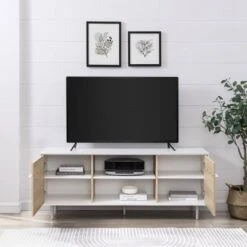 Modern 2 Door TV Stand For TVs Up To 65" Solid White/Coastal Oak/White - Saracina Home 13 Modern 2 Door TV Stand For TVs Up To 65" Solid White/Coastal Oak/White - Saracina Home -Saracina Home Sales Store GUEST 7c959a70 72d8 4ae6 80b0 dc6eec9473a6