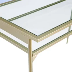 Modern 2 Tier Glass Top Writing Desk With Metal Legs Gold - Saracina Home -Saracina Home Sales Store GUEST 7cfdf8b6 920c 400b 87db b9284962d0a9