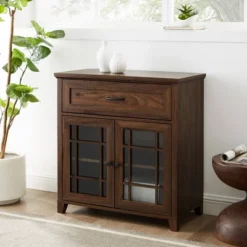 Transitional 2 Door Window Pane Accent Cabinet Dark Walnut - Saracina Home -Saracina Home Sales Store GUEST 7d807aed e667 4f3e 9acb 433af0d61f65