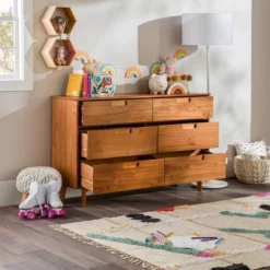Mid-Century Modern Groove Wood 6 Drawer Dresser - Saracina Home -Saracina Home Sales Store GUEST 7faaf4e0 3bb4 4268 99ad 0f6342d872ce