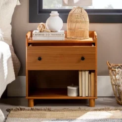 Katie Transitional Tray Top 1 Drawer Solid Wood Nightstand Caramel - Saracina Home 38 Katie Transitional Tray Top 1 Drawer Solid Wood Nightstand Caramel - Saracina Home -Saracina Home Sales Store GUEST 80520463 6c45 41f8 be4d 07a5e7b8076b