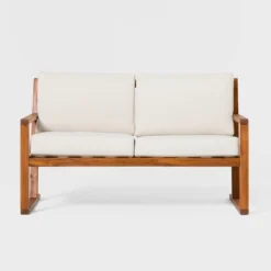 Saracina Home Modern Slat -Back Acacia Outdoor Bench With Cushions -Saracina Home Sales Store GUEST 84a85b31 992a 4de9 9918 8604f4075cb4