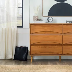 Mid-Century Modern Contoured 6 Drawer Dresser - Saracina Home -Saracina Home Sales Store GUEST 85f26b6b 7276 4bfb be1a b80c27461505
