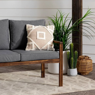 Saybrook Modern Metal And Wood Patio Loveseat - Gray/Dark Brown - Saracina Home 4 Saybrook Modern Metal And Wood Patio Loveseat - Gray/Dark Brown - Saracina Home - Image 4