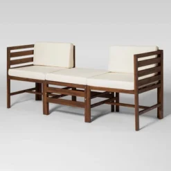 3pc Modular Acacia Wood Patio Chat Set With Cushions - Saracina Home -Saracina Home Sales Store GUEST 87867d10 2ed7 4519 8f7f 353e1fd3ffa4