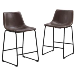 Set Of 2 Laslo Modern Upholstered Faux Leather Counter Height Barstools - Saracina Home -Saracina Home Sales Store GUEST 8a89e0ae 83ad 4732 8e30 d5fe08b456a7