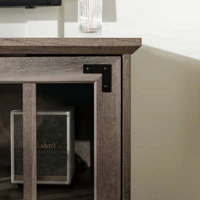 Avalene Modern Farmhouse 4 Door Glass Window Pane TV Stand For TVs Up To 65" - Saracina Home 8 Avalene Modern Farmhouse 4 Door Glass Window Pane TV Stand For TVs Up To 65" - Saracina Home - Image 8