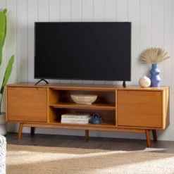 Solid Wood Mid-Century Modern TV Stand For TVs Up To 80" - Saracina Home -Saracina Home Sales Store GUEST 8b7506fc 5e20 44b3 838f e44d2919b468