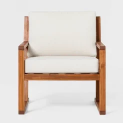 Saracina Home Modern Slat-Back Acacia Outdoor Arm Chair With Cushions -Saracina Home Sales Store GUEST 8c100c19 cce6 4263 bf19 7df869ee1e9b