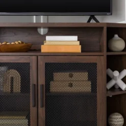 Corner TV Stand For TVs Up To 55" With Metal Mesh Doors - Saracina Home 21 Corner TV Stand For TVs Up To 55" With Metal Mesh Doors - Saracina Home -Saracina Home Sales Store GUEST 90874f44 7a56 4e2e 9a74 aef7d9c18351