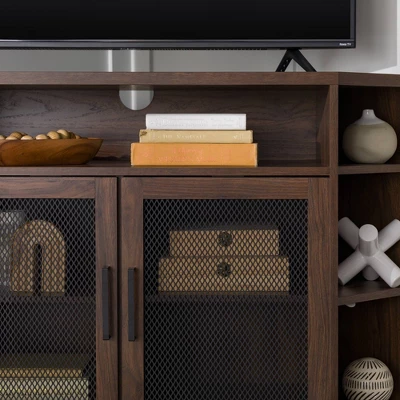 Corner TV Stand For TVs Up To 55" With Metal Mesh Doors - Saracina Home 8 Corner TV Stand For TVs Up To 55" With Metal Mesh Doors - Saracina Home - Image 8