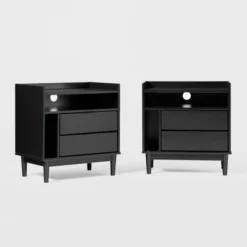 2pk Mid-Century Modern Solid Wood 2 Drawer Storage Nightstands - Saracina Home -Saracina Home Sales Store GUEST 90b51515 663a 4264 a749 f3758d2e0dcf