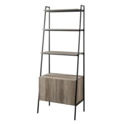 72" Open Shelf And Closed Storage Cabinet Ladder Bookcase - Saracina Home -Saracina Home Sales Store GUEST 95647392 bcf6 4609 85d2 67f249b2f3ff