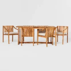 7pc Modern Slatted Wood Outdoor Dining Set - Saracina Home -Saracina Home Sales Store GUEST 97b97aff 19ee 4550 9126 93ae4bc68f53