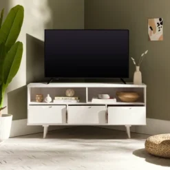 Cara Mid-Century Modern 3 Drawer Corner TV Stand For TVs Up To 58" - Saracina Home 38 Cara Mid-Century Modern 3 Drawer Corner TV Stand For TVs Up To 58" - Saracina Home -Saracina Home Sales Store GUEST 99387a85 c456 4a52 b086 1c507b93c8b5