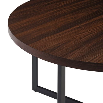 Modern 42" Round Intersecting Leg Dining Table Dark Walnut - Saracina Home 1 Modern 42" Round Intersecting Leg Dining Table Dark Walnut - Saracina Home