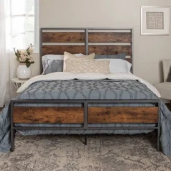 Queen Urban Chic Metal And Wood Plank Bed Brown - Saracina Home -Saracina Home Sales Store GUEST 9ba450b4 e465 46ef 9f8f 881f1960dbc8