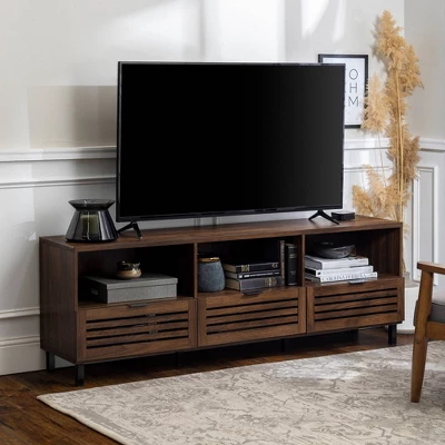 Visconti Boho Slat Door Storage Console TV Stand For TVs Up To 80" - Saracina Home 11 Visconti Boho Slat Door Storage Console TV Stand For TVs Up To 80" - Saracina Home - Image 11