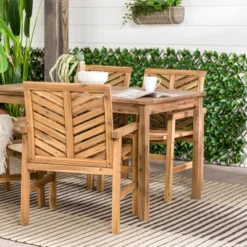 5pc Slatted Chevron Acacia Wood Patio Dining Set - Saracina Home 24 5pc Slatted Chevron Acacia Wood Patio Dining Set - Saracina Home -Saracina Home Sales Store GUEST a256c116 4b4a 49d2 b52f 9bccdb37bd39