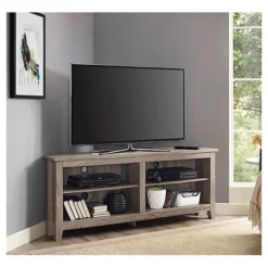 Transitional 4 Cubby Wood Open Storage Corner TV Stand For TVs Up To 65" - Saracina Home -Saracina Home Sales Store GUEST a33914ea 8d3b 42b2 8556 fd626c352f65