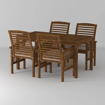 Ravenscroft 5pc Acacia Wood Patio Dining Set - Saracina Home 4 Ravenscroft 5pc Acacia Wood Patio Dining Set - Saracina Home - Image 4