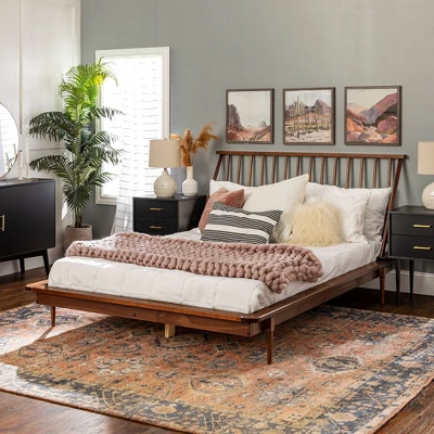 Boho Solid Wood Spindle Platform Bed - Saracina Home 12 Boho Solid Wood Spindle Platform Bed - Saracina Home - Image 12