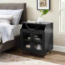 Fluted Glass Double Door Nightstand With USB Port - Saracina Home 13 Fluted Glass Double Door Nightstand With USB Port - Saracina Home -Saracina Home Sales Store GUEST a616d72a 530d 4ed9 b82d 9d5a0295fb38
