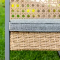 Komodo Modern Boho Faux Rattan & Metal Outdoor Rocking Chair With Cushion - Brown/Gray - Saracina Home -Saracina Home Sales Store GUEST a71a9c37 cd34 445c 88c4 696410288c89