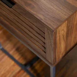 Visconti Boho Slat Pull Down Door Side Table Dark Walnut - Saracina Home -Saracina Home Sales Store GUEST a98cfae4 0c12 4b45 864d eb90f816678c