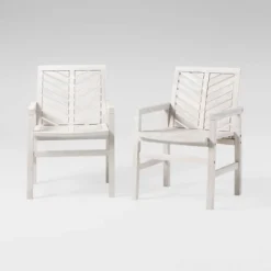 2pk Slatted Chevron Acacia Wood Patio Chairs - Saracina Home -Saracina Home Sales Store GUEST aa2415f8 ee29 4d64 9a59 635679ab9a2b