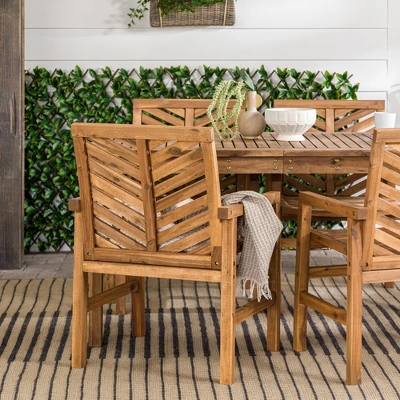 5pc Slatted Chevron Acacia Wood Patio Dining Set - Saracina Home 8 5pc Slatted Chevron Acacia Wood Patio Dining Set - Saracina Home - Image 8