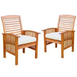 2pk Acacia Wood Patio Chairs With Cushions - Saracina Home -Saracina Home Sales Store GUEST acd7214a 76b0 403e 972d 5efea809fff0