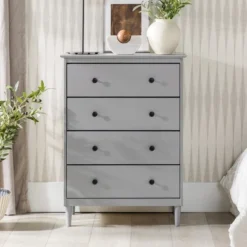 Stiva Classic Mid-Century Modern Vertical 4 Drawer Dresser Gray - Saracina Home -Saracina Home Sales Store GUEST b17e12e6 10b7 4997 9975 99310ea2dd7e